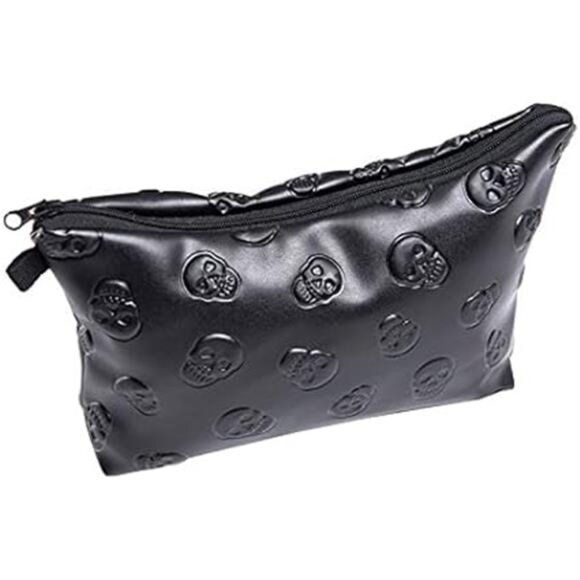 Fashion Black Skull CosmeticBag Makeup StorageBag Toiletry Organizer Pencil Case - Picture 1 of 6